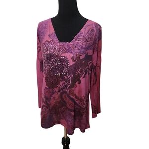 Only‎ Nine Petite Beaded Hues of Purple Long Sleeve Top  Size Small